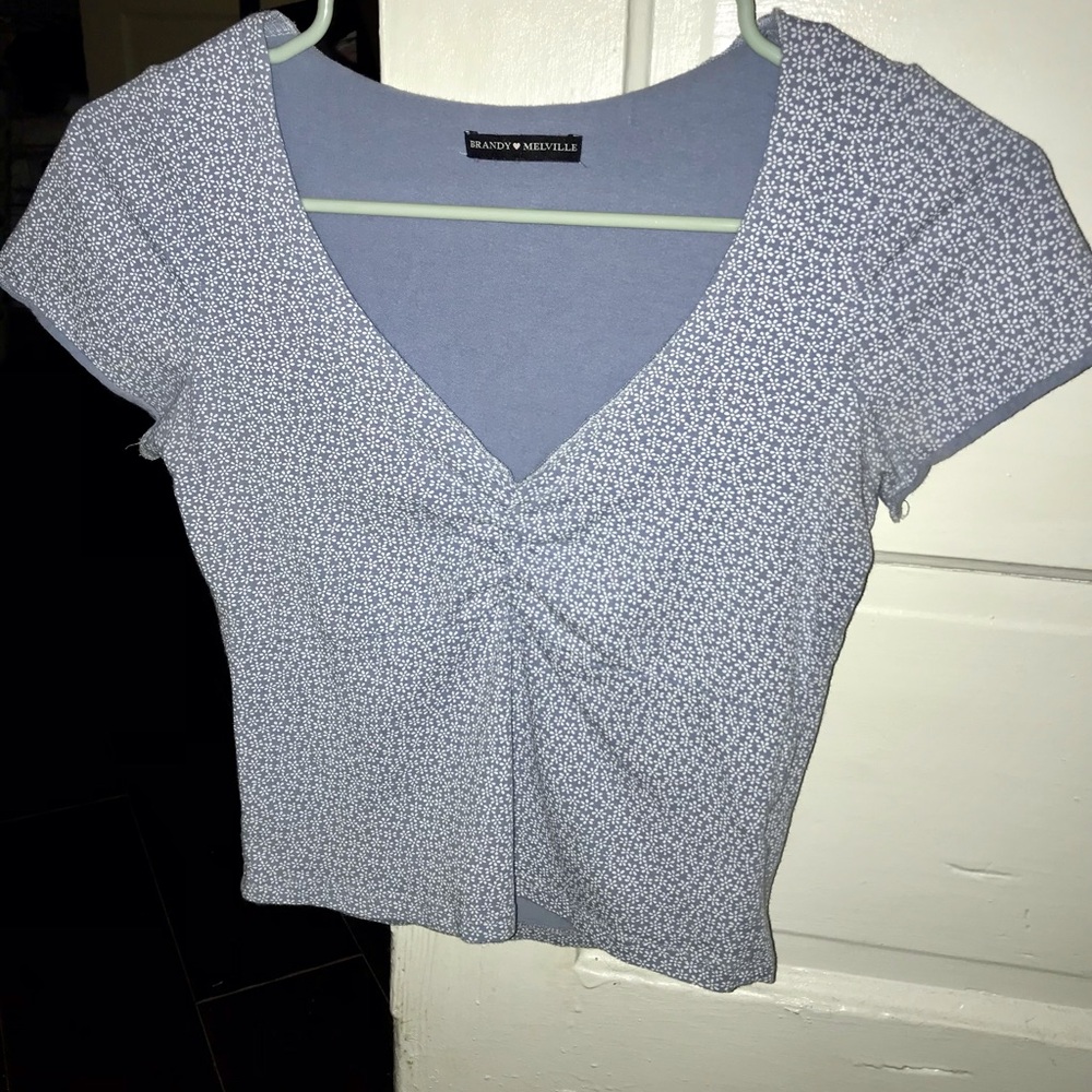 Brandy Melville Blue Floral Gina Top - Picture 2 of 5